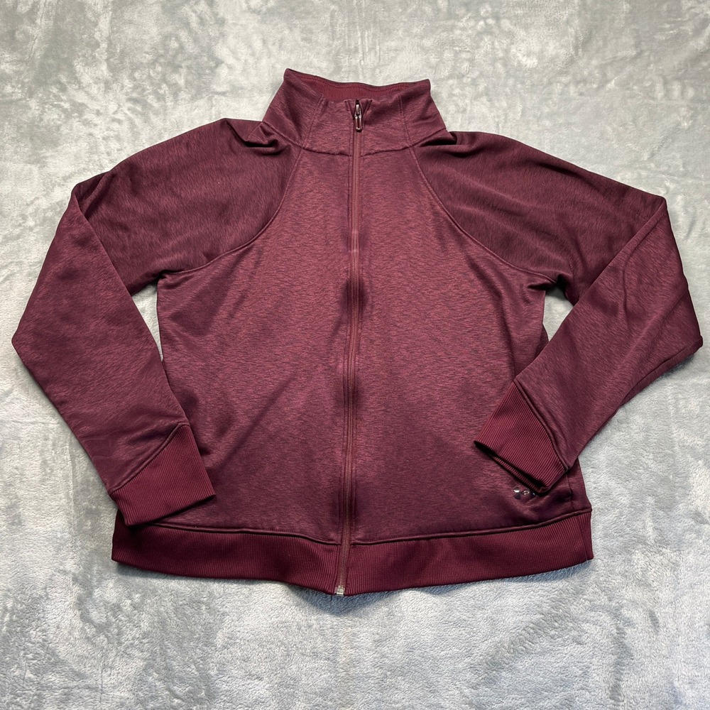 Under Armour ColdGear Jacket Women Maroon Full Zip Heathered Mock Large